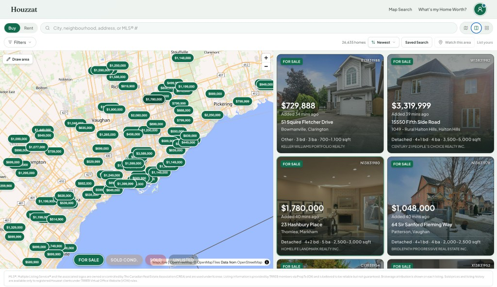 HouzzatPRO consumer property search on desktop